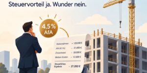 Illustration zur 4,5-Prozent-AfA bei begünstigten Wohngebäuden und zur Wirtschaftlichkeitsrechnung einer Anlegerwohnung