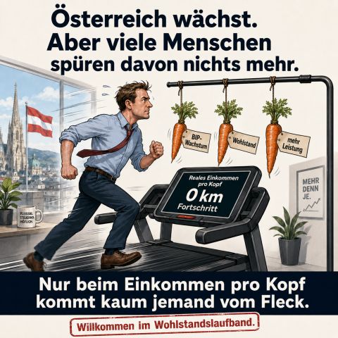Illustration zum Unterschied zwischen BIP-Wachstum und realem Einkommen pro Kopf in Österreich