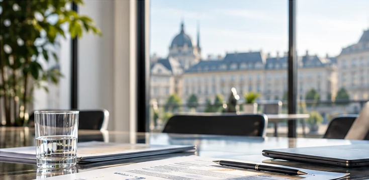 Strukturierte Unterlagen zur Finanzplanung auf einem Besprechungstisch