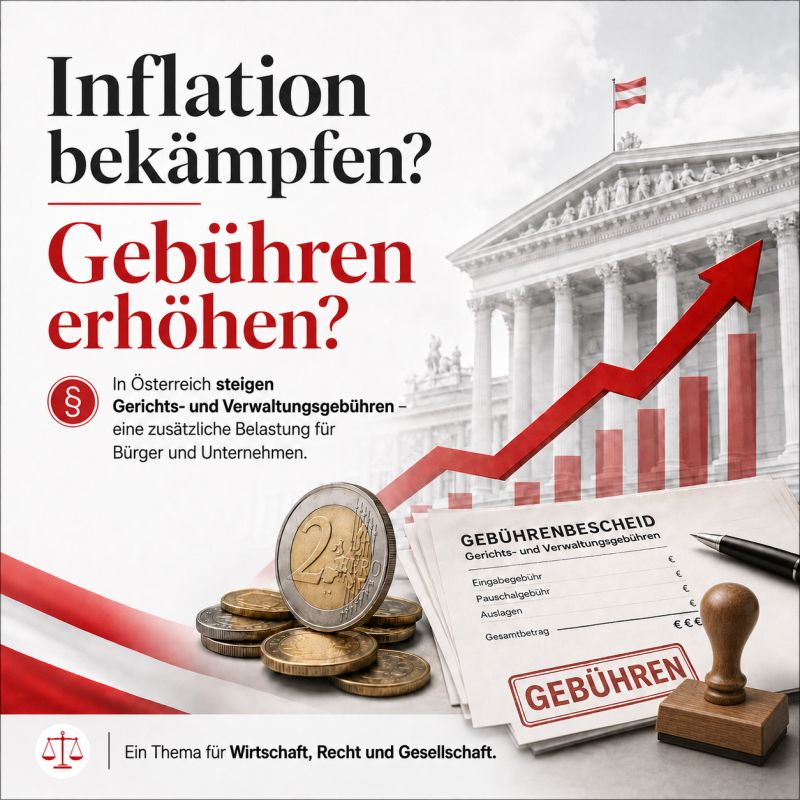 Illustration zu steigenden Gerichts- und Verwaltungsgebühren und Inflation in Österreich