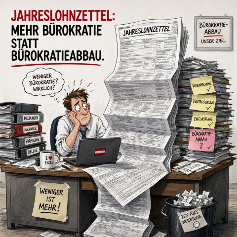 Illustration zum Jahreslohnzettel L16 2026 und zum zusätzlichen Verwaltungsaufwand in der Lohnverrechnung
