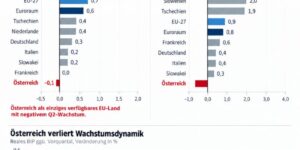 Infografik zum österreichischen BIP und zur Industrieproduktion im zweiten Quartal 2026