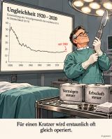 Cartoon zur langfristigen Entwicklung der Vermögensungleichheit